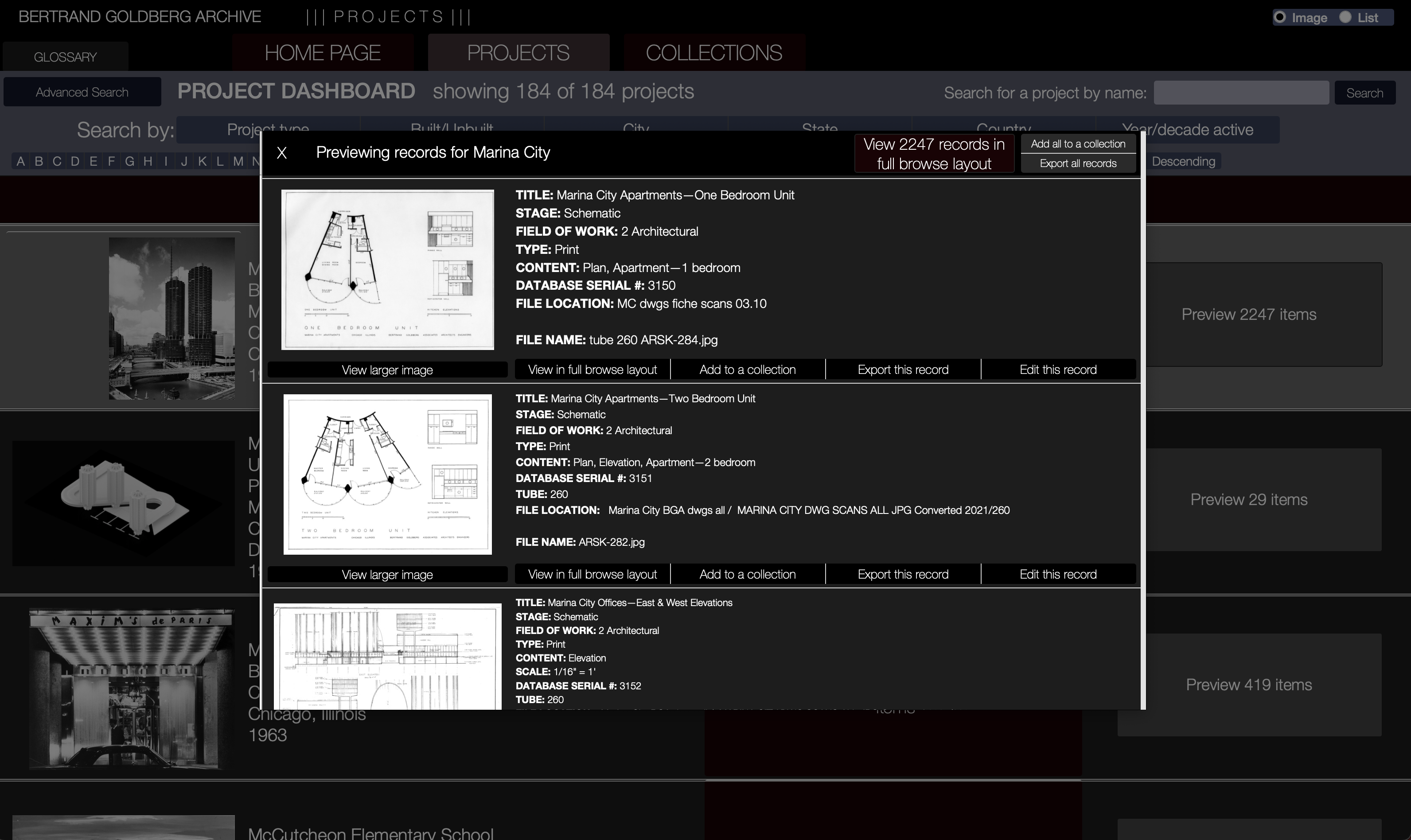 Screenshot of the RBSC database with a floorplan of the museum allowing users to click a location to see objects on display.